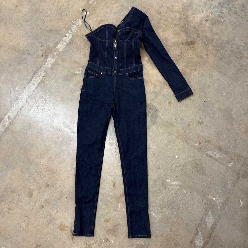 Milano Women's Dark Blue Denim Corset Overalls